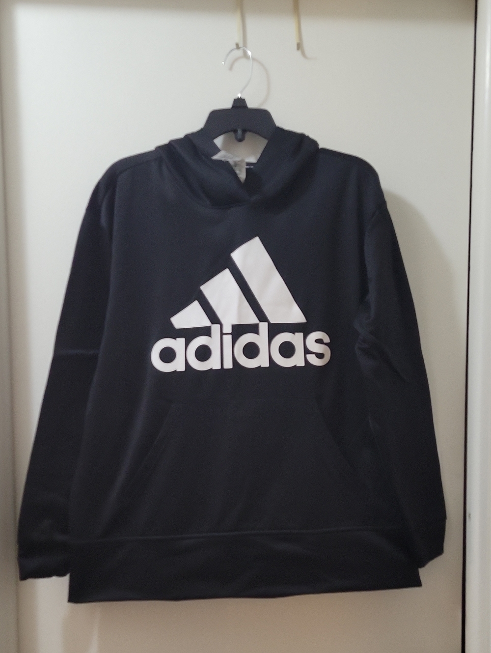 adidas Black Pullover Hoodie with White Logo